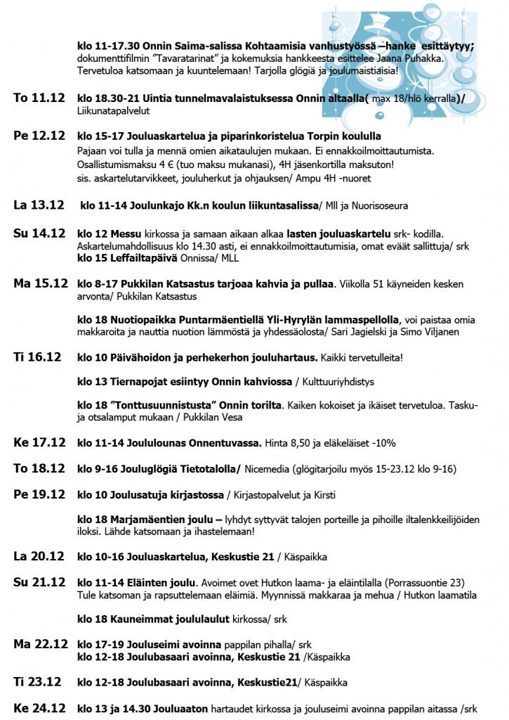 Pukkilan elävä joulukalenteri 2014-2